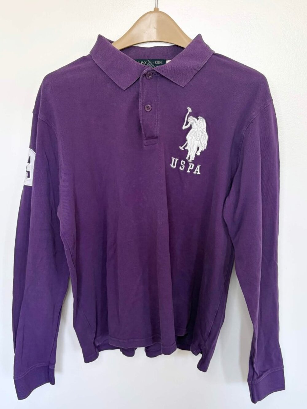 U.S. Polo Assn. Purple Long Sleeve Polo Shirt XL Big Pony Embroidery USPA